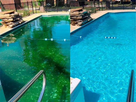 Limpeza de piscina com água verde em Londrina